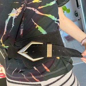 Real suede leather belt from Free people with big metal buckle